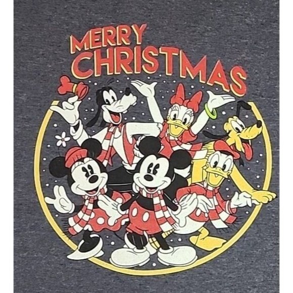 VTG Disney Merry Christmas Holiday T-Shirt 3XL Mickey Daffy Goofy Minnie Pluto - Picture 2 of 4